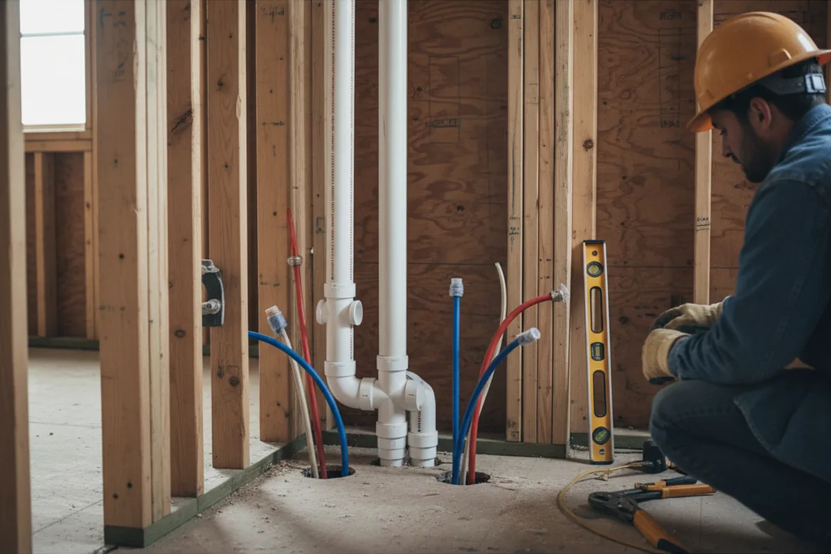 Drain and supply rough-in during Toilet Repair and Installation in Corsica